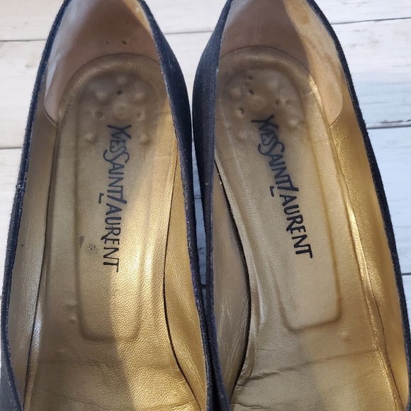 Vintage yves saint laurent black linen block heels with box size 10 - Picture 3 of 11